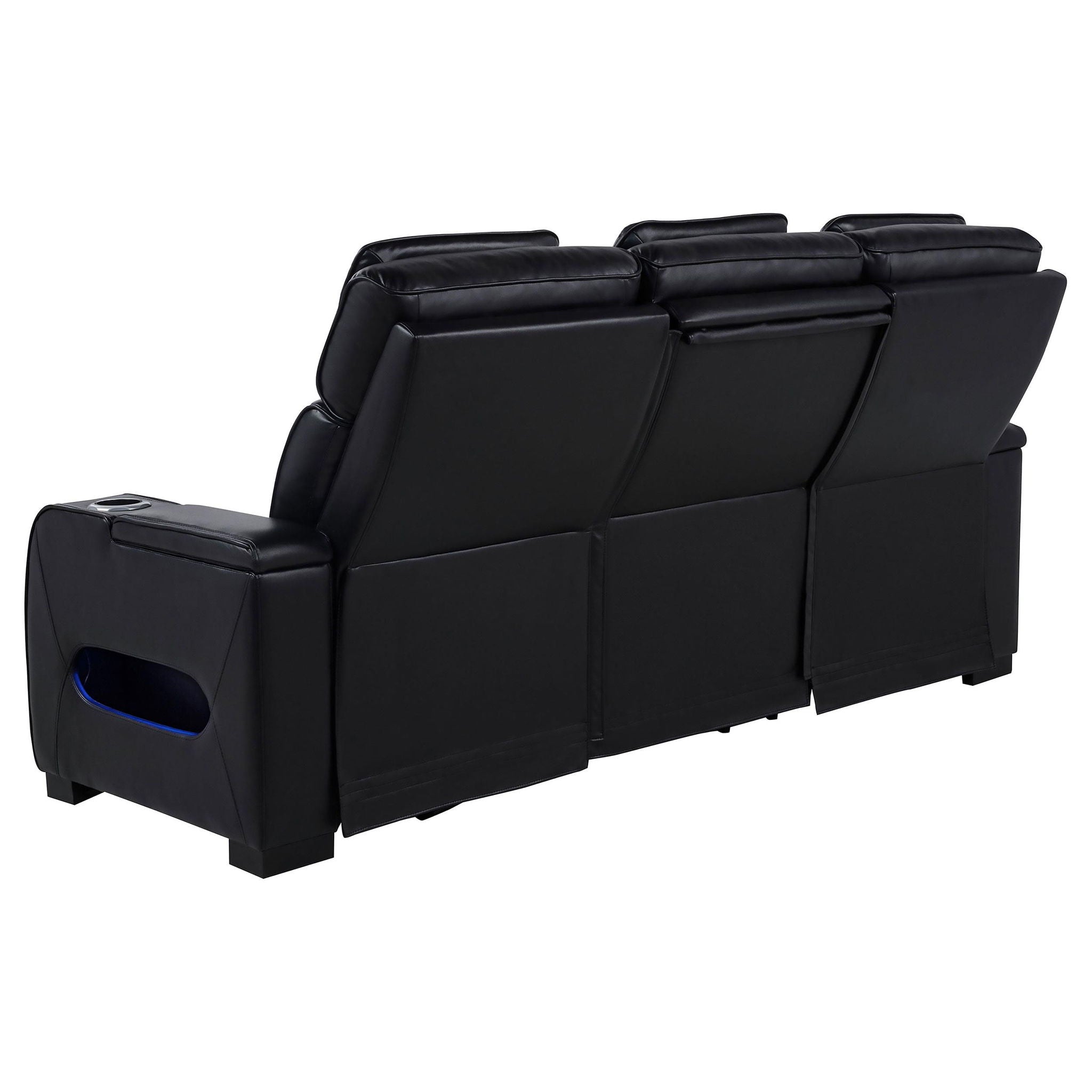 Zuma 3-piece Faux Leather Dual Power LED Sofa Set Black - Atlantic Fine Furniture Melbourne FL