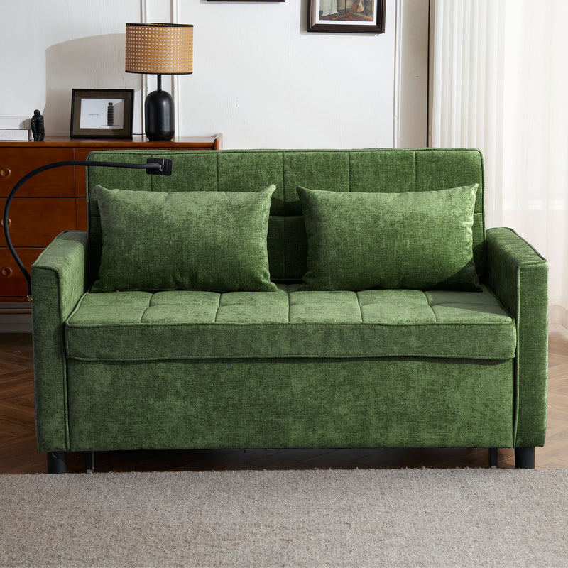 Loveseat Sofa Bed Sleeper With Reversible Backrest, Side Pockets, USB Ports, Phone Holder
