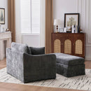 Accent Chair Wide With 2 Bolster Pillows, And Matching Ottoman