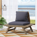 Aticus - 4 Person Outdoor Seating Group With Cushions, Slatted Club Chair - Dark Gray