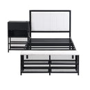 Platform Bed With 2 Tier Storage Shelves, Storage Cabinet