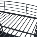 Full Size Loft Bed with 4 Layers of Shelves and L-shaped Desk, Stylish Metal Frame Bed with a set of Sockets, USB Ports and Wireless Charging, Black