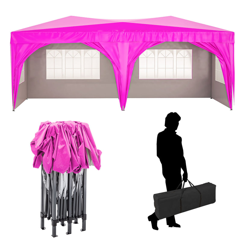 Pop Up Canopy Outdoor Portable Party Folding Tent With 6 Removable Sidewalls + Carry Bag + 6 Pieces Weight Bag