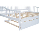 Full Size Daybed with Trundle and Support Legs, White