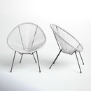 Outdoor Lounge Chair Set With Handwoven Seats, Weather Resistant - White