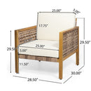 Maycen - Outdoor Club Chair With Wicker Accents - Teak