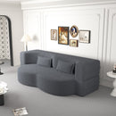 Modern Floor Sofa, With 2 Pillows, Convertible Teddy Fabric Foam Filled Bed