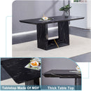 Modern Dining Table With Marbled Design For Luxurious Elegance - Black