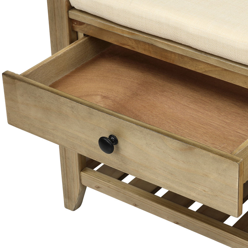 Shoe Rack With Cushioned Seat And Drawers Multipurpose Entryway Storage Bench Wash - Gray Wash