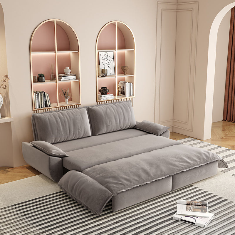 Queen Pull Out 3 In 1 Convertible Sleeper Sofa With Side Storage