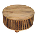 Slatted Round Coffee Table - Beige