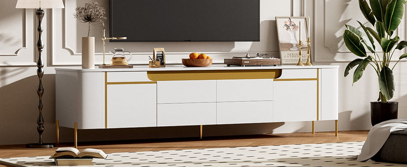 TV Stand For TVs Up To 80" With 4 Drawers And 2 Spacious Cabinets