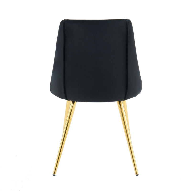 Modern Simple Velvet Dining Chair Set With Gold Metal Legs (Set of 4) - Black
