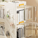 4 Tier Rolling Storage Bookcase With Wheels And Large Capacity Storage Bins - Cream
