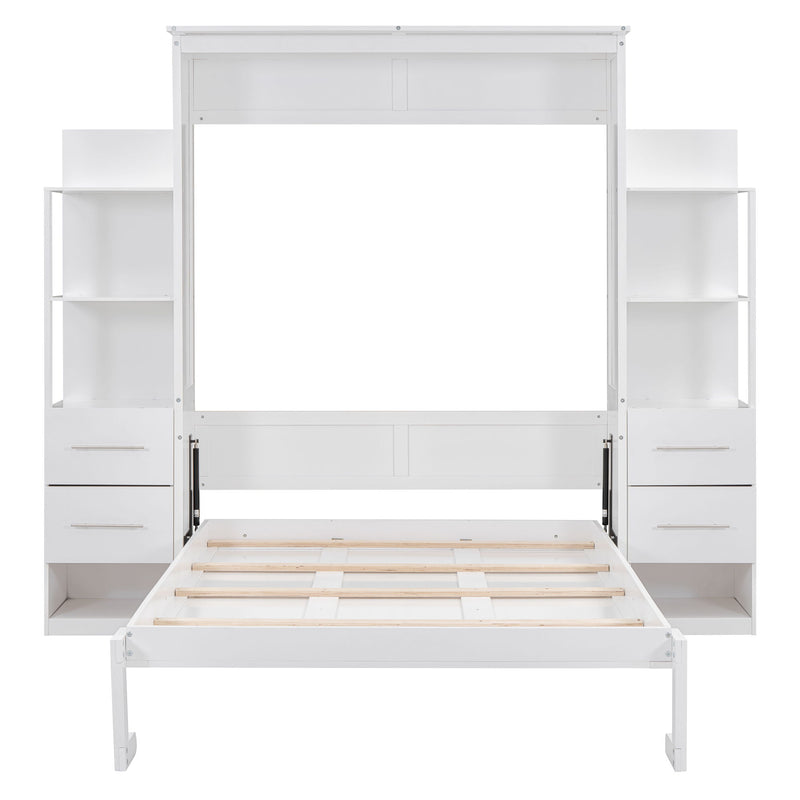 Murphy Wall Bed With LED Lights, Shelves And Drawers