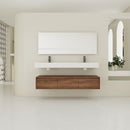 Contemporary Wall Mounted Bathroom Vanity With Dual Resin Sink And Soft Close Drawer