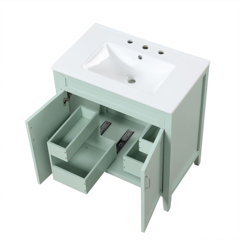 Bathroom Vanity With Sink, Combo, Cabinet With Doors And Drawer, Solid Frame And MDF Board