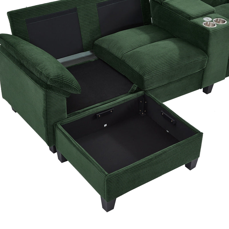 Modern U-Shaped Sectional Sofa With Storage Ottomans