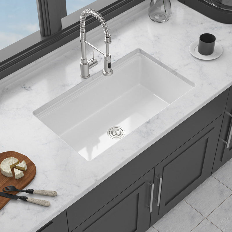 Undermount Workstation Single Bowl Porcelain Ceramic Kitchen Sink