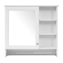 Wall Mount 2 In 1 Mirror Cabinet With Adjustable Shelf, Soft-Closing Hinges