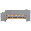 Daybed With Storage Shelves, Drawers, Trundle, Charging Station, LED Light, Desk And Cabinet