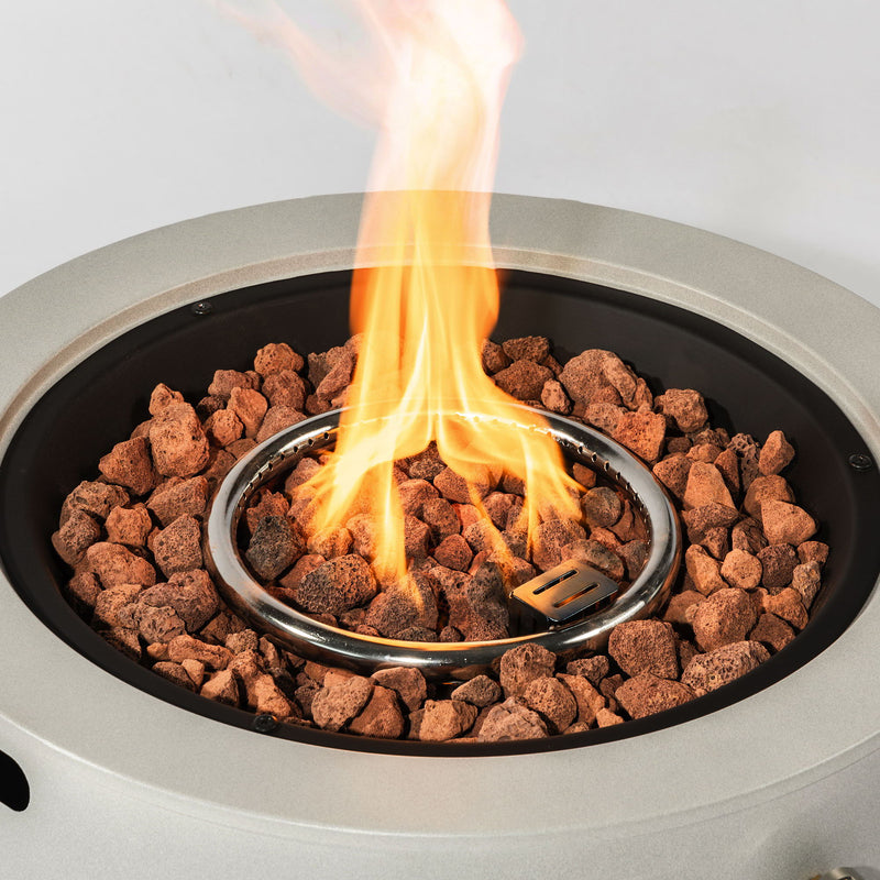 23" Propane Gas Fire Pit Bowl, 40000 Btu Round Steel Fire Pit For Outside Patio Deck Garden Backyard - Gray