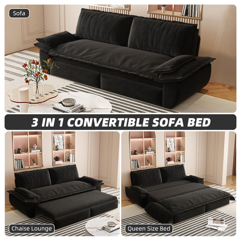 Pull Out Sleeper Sofa Bed, 3 In 1 Multi Functional