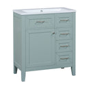 30" Bathroom Vanity With Sink Combo, Bathroom Cabinet With Drawers - Green