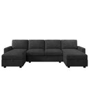Convertible Sectional Sofa With Storage Chaise Lounges And USB Ports