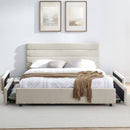 Modern Cushioned Bed Frame With Headboard And Drawers