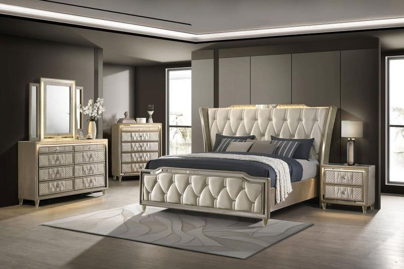 Lorient - 5-Drawer LED Chest Of Drawers - Ivory And Camel