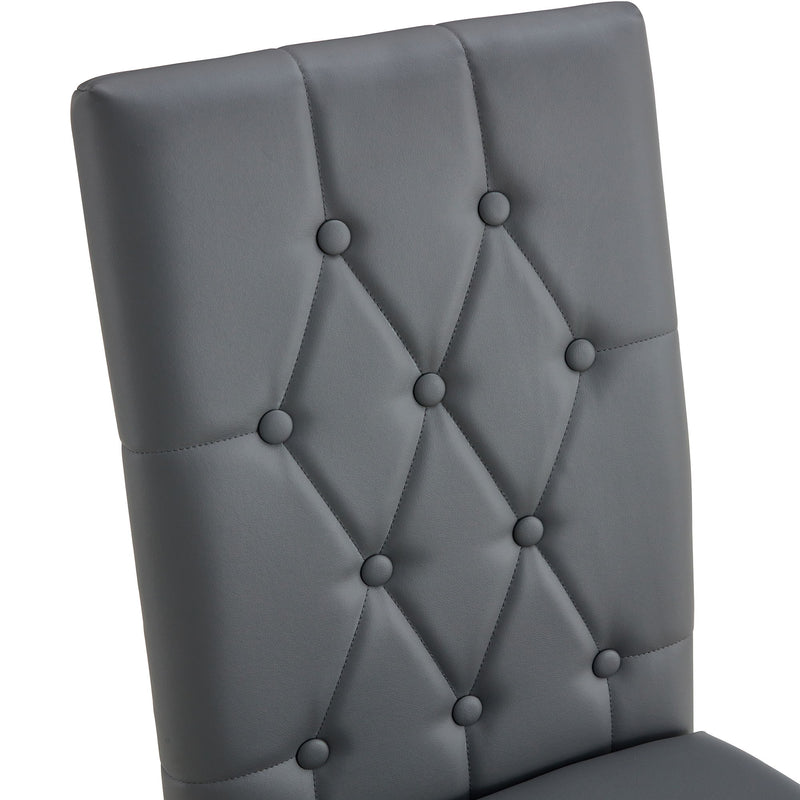 Vintage Style Armless Dining Chairs Set With Grid And Buckle Design