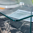 Modern 2 Tier Square Coffee Table, Elegant Marble Pattern