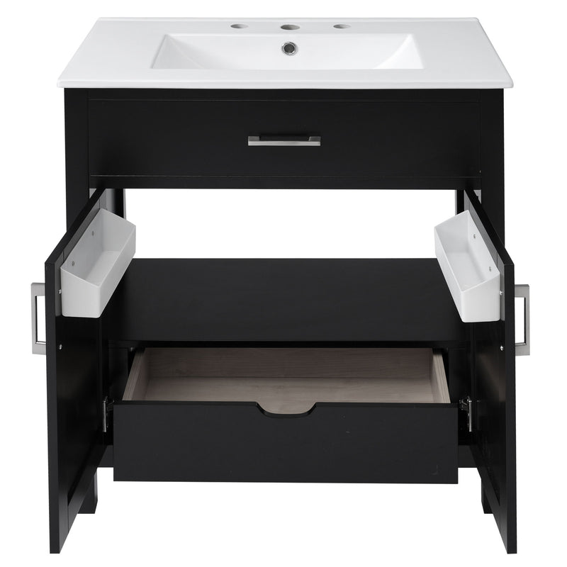 Bathroom Vanity With Sink And Ample Storage, Rectangular Undermount Sink - Black