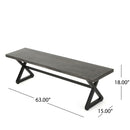 Modern Aluminum Outdoor Dining Bench With X Base