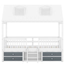 Twin Size Wood Bed House Bed Frame,White