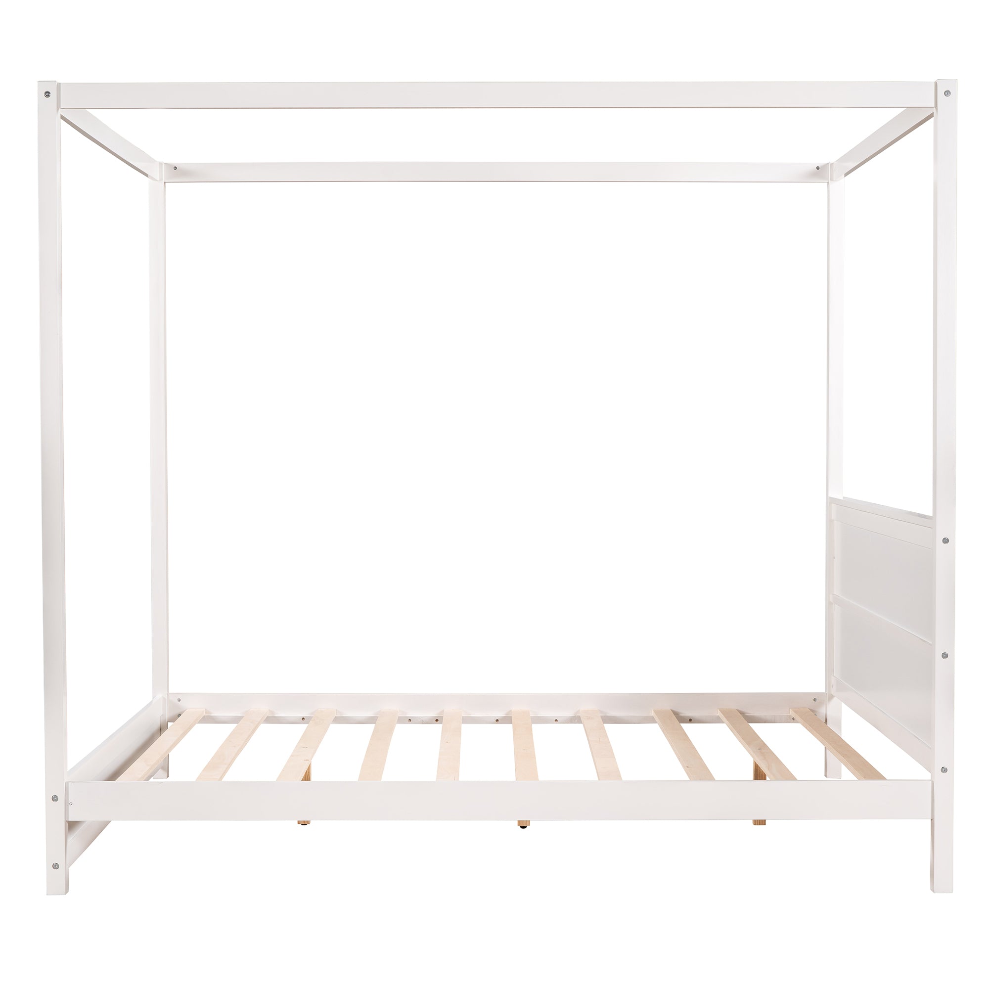 Queen Size Canopy Platform Bed with Headboard and Support Legs,White - Atlantic Fine Furniture Melbourne FL