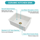 Undermount Single Bowl Ceramic Kitchen Sink, Dual Mount