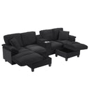 Modern U-Shaped Sectional Sofa With Storage Ottomans