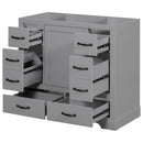 36" Bathroom Vanity Without Sink, Cabinet Base Only, 6 Drawers, Multi Functional Drawer Divider, Adjustable Shelf - Gray