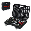 Tool Kit And Socket Wrench Set 216 Pieces Basic Portable Manual Repair Tool Set For Home Use Includes Case And Ratchet Wes And Wrenches - Black