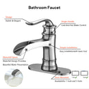 Waterfall Spout Bathroom Faucet With Single Handle And Pop Up Drain - Brushed Nickel