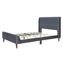 Full Size Upholstered Platform Bed, Velvet, Gray