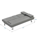 Modern Sofa Bed With Armrest 2 Holders, Wood Frame & Stainless Leg