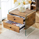 Double Drawer Bedside Table - Wood
