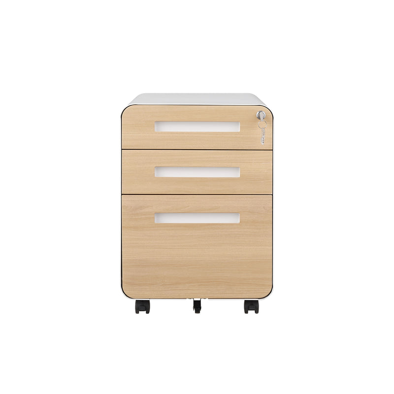 3 Drawer Mobile File Cabinet Under Desk Office, Simple Style Versatile Storage Cabinet For Legal / Letter / A4 Files, 5 Wheel Design Anti-Tilting Cold Rolled Steel Waterproof Moisture-Proof