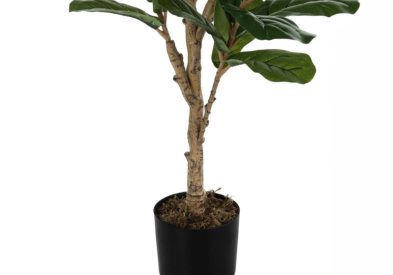 Artificial Plant, 47" Tall, Fiddle Tree, Indoor, Faux, Fake, Floor, Greenery, Potted, Real Touch, Decorative - Green / Black