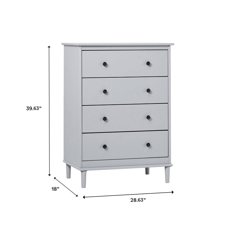 Classic 4 Drawer Solid Wood Dresser - Gray