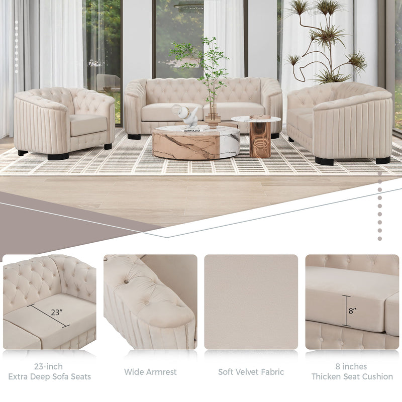 Sofa With Thick Removable Seat Cushion, 3 Seater