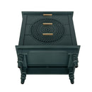Hollow Carved 3 Drawer Dresser With Metal Handles, Storage Chest For Living Room Or Bedroom - Blackish Green